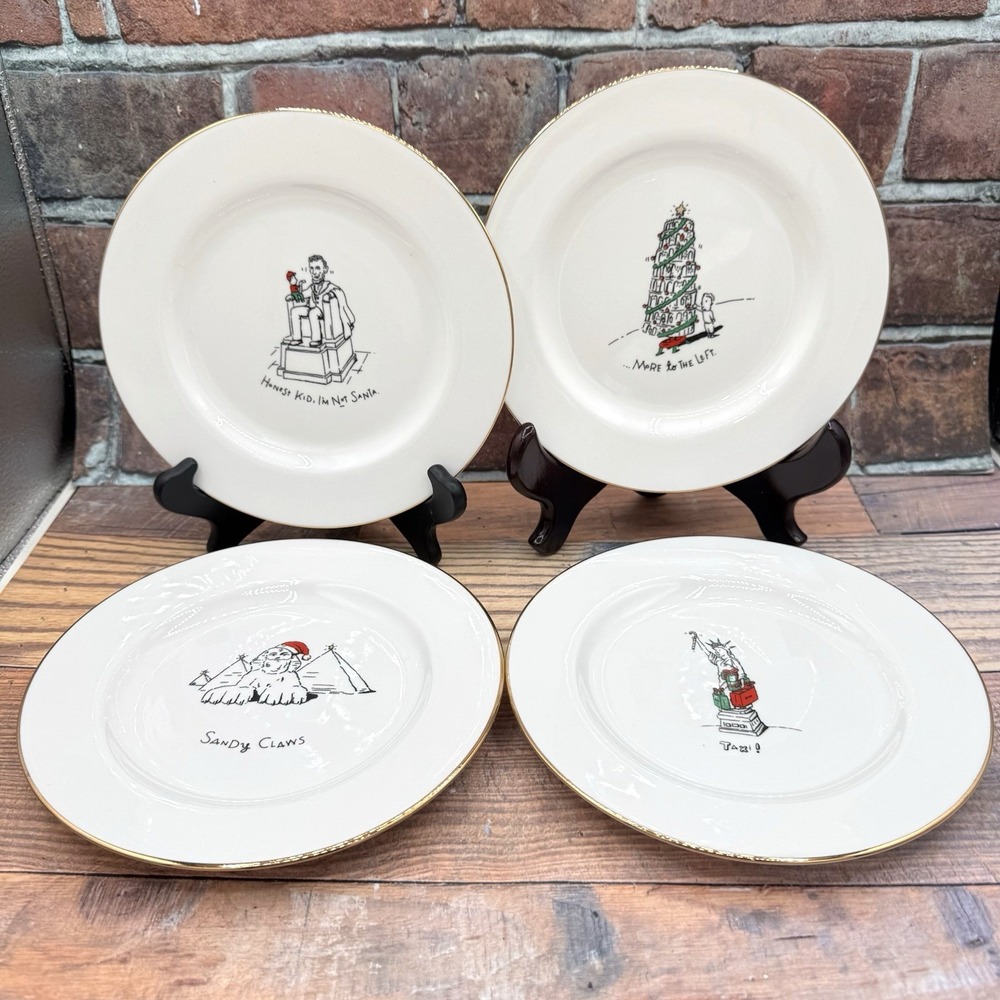 4 Merry Masterpieces Dayton Hudson Christmas Dessert Plates Vintage New 1999